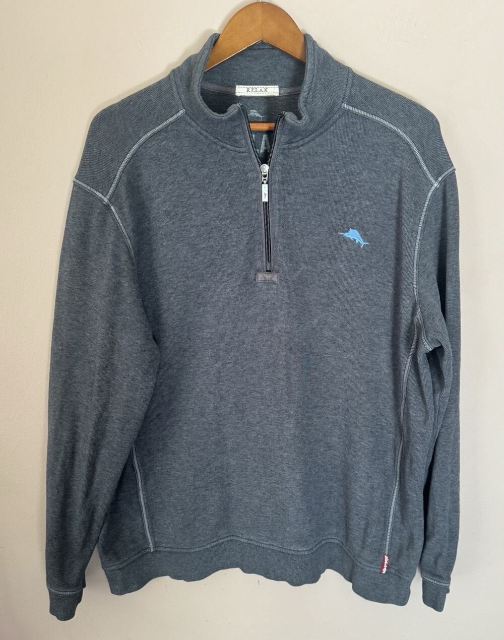 Tommy Bahama Relax Quarter Zip Gray Large
